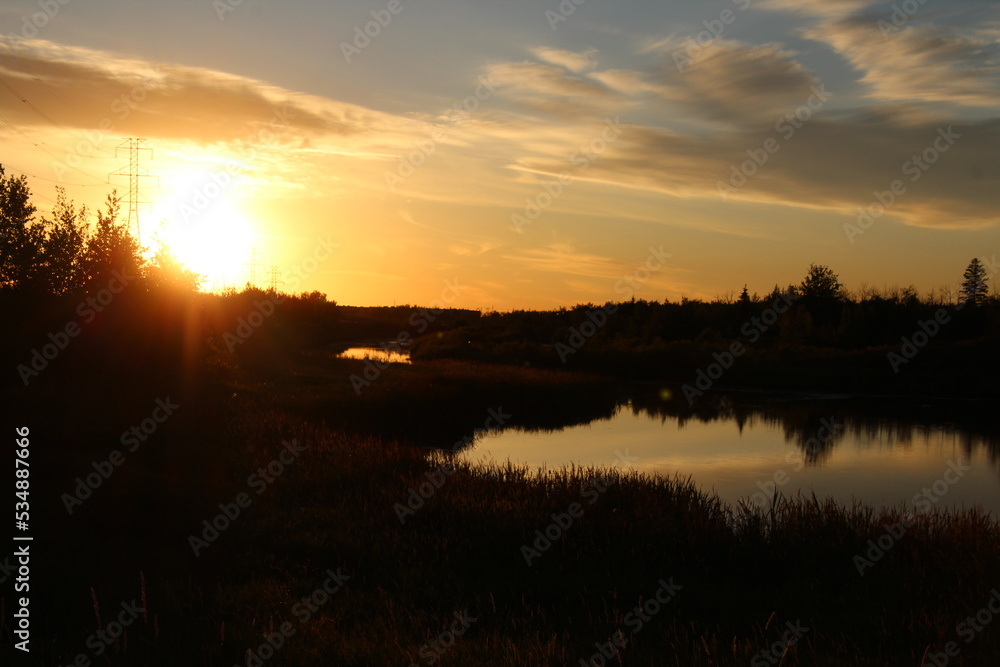 sunset over the wetlands