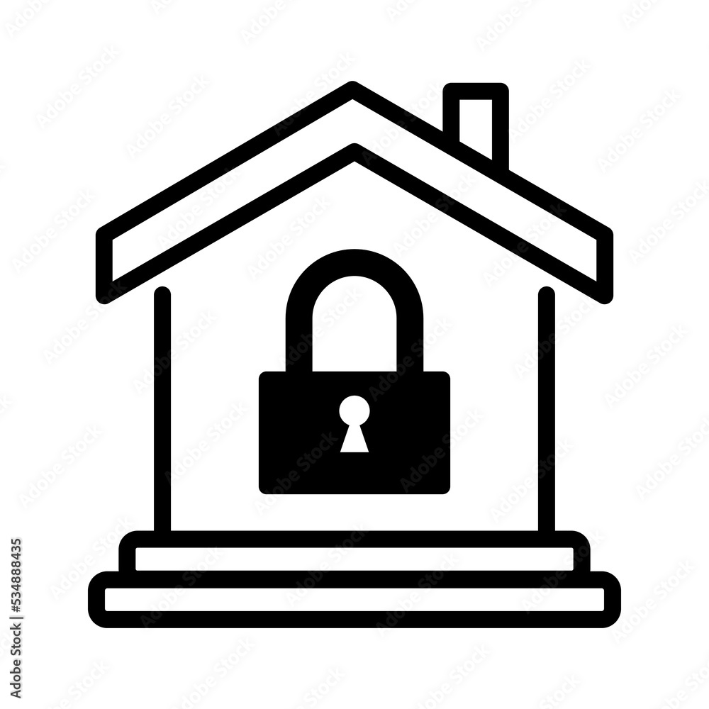 Lock house icon on white background. Locked home protection security concept. Vector illustration. Lock house icon on white background. Locked home protection security concept. Vector illustration.
