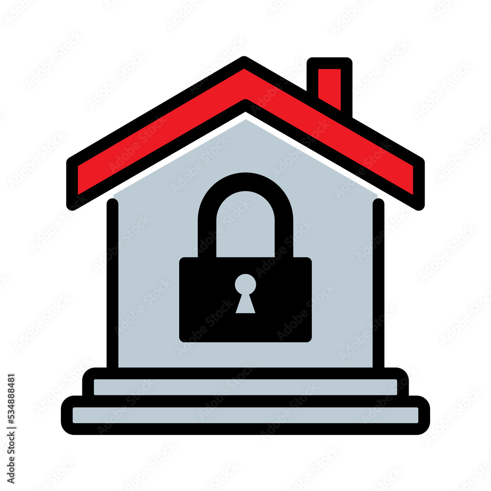 Lock house icon on white background. Locked home protection security concept. Vector illustration. Lock house icon on white background. Locked home protection security concept. Vector illustration.