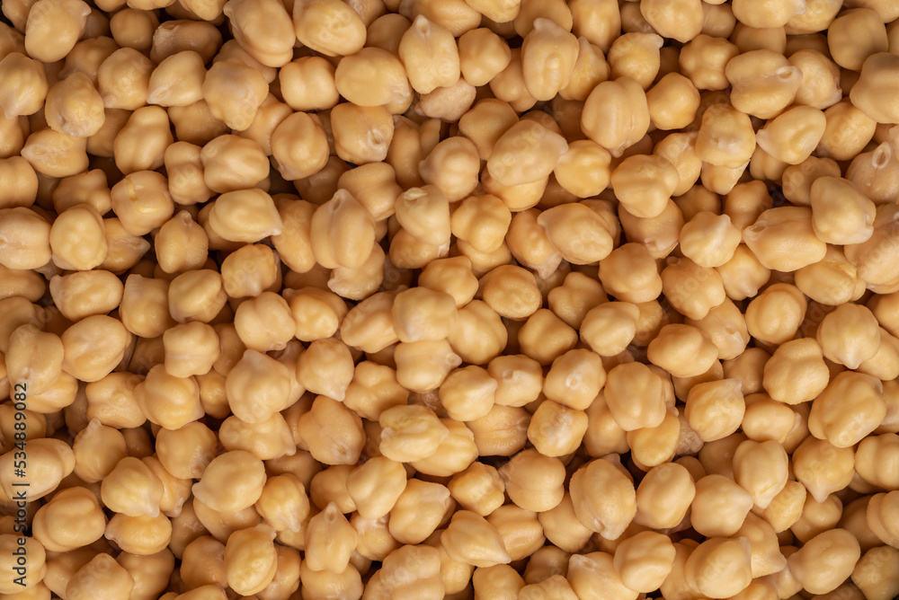 Wet chickpeas after being submerged in water for 24 hours, close-up. Wet chickpeas after being submerged in water for 24 hours, close-up.