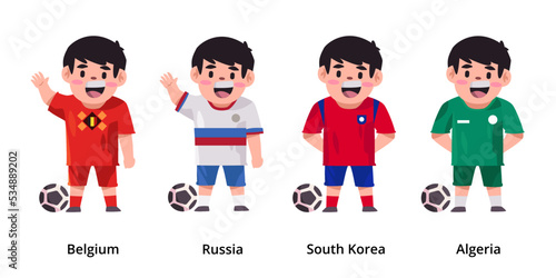 Football soccer team costume shirt world cup championship group of Belgia Russia South Korea and Algeria