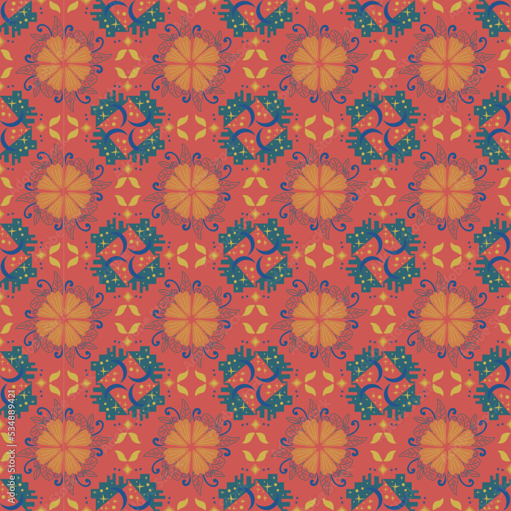 Moon Star Floral Seamless Pattern Background Garden Nature Damask Aboriginal Ornament Art Moon Star Floral Seamless Pattern Background Garden Nature Damask Aboriginal Ornament Art