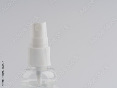 A bottle for hand disinfection on a white background