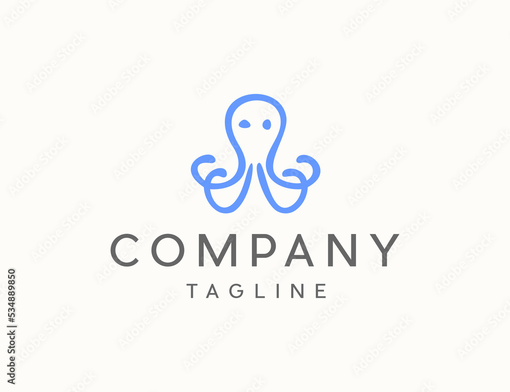 Minimalist octopus line logo design Minimalist octopus line logo design