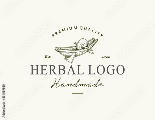 Bilde på lerret Vintage herbalist hand drawn logo design