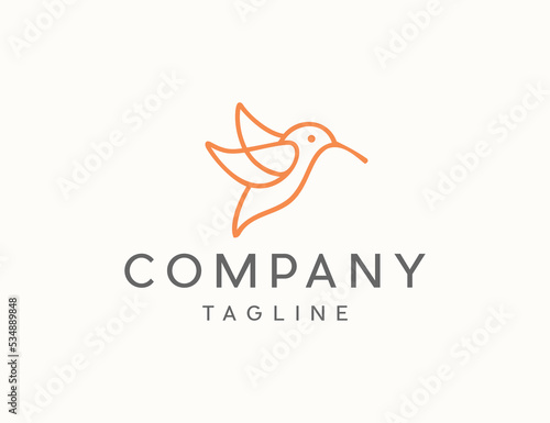 Hummingbird line art logo design