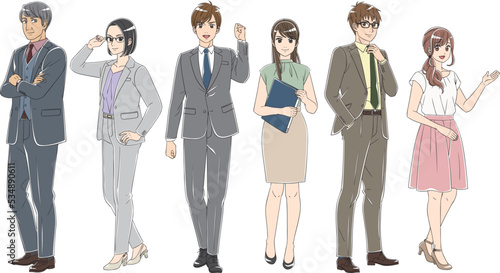 並んで立つ会社員 