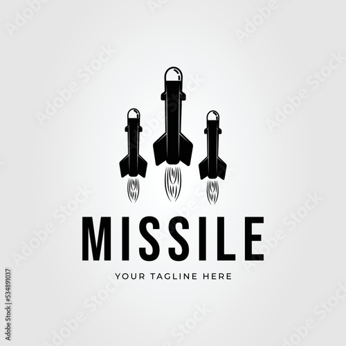 three rocket logo. missile, torpedo icon vector illustration design.