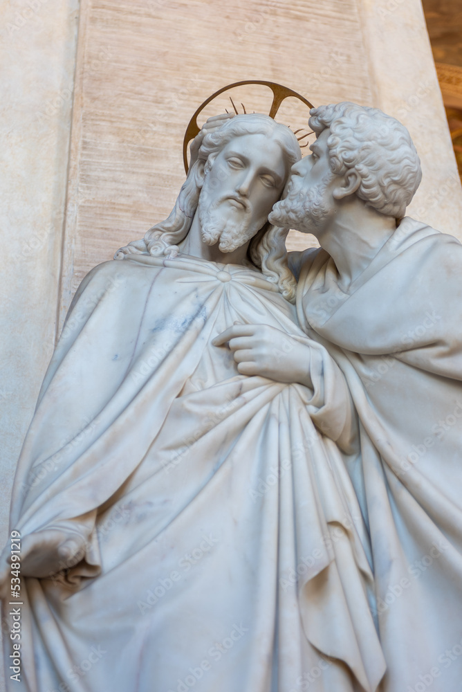 The Statue of Jude that Kisses Jesus Christ in the Pontifical Sanctuary of the Holy Staircase In the Centre of Rome, Italy