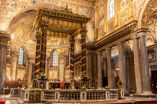 Internal View of the Pontifical Basilic Of Santa Marria Maggiore in the Center of Rome photo