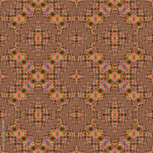 geometric surface seamless pattern abstract paneling decor background in brown and beige colors