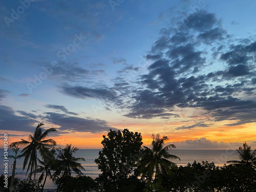 Stunning Sunset on Kuta beach Bali Indonesia. High resolution photo
