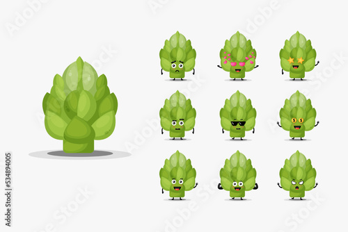 Cute artichoke vegetables character design set