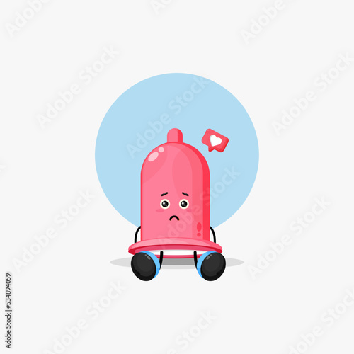Cute condom is tired icon illustration