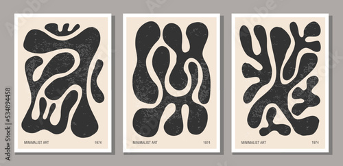 Minimalist design poster with abstract organic shapes composition