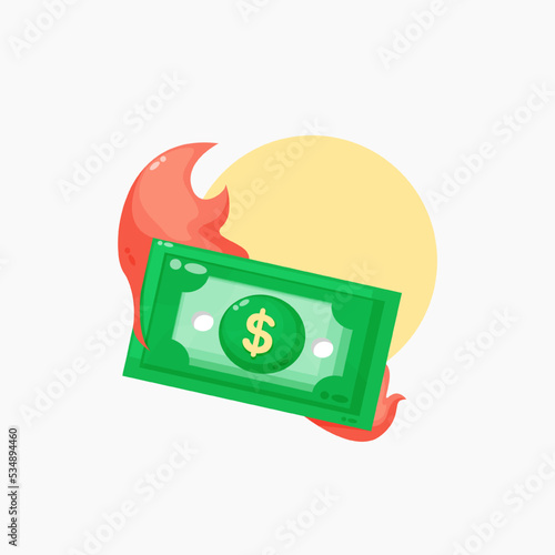 Dollar money cash burn in fire