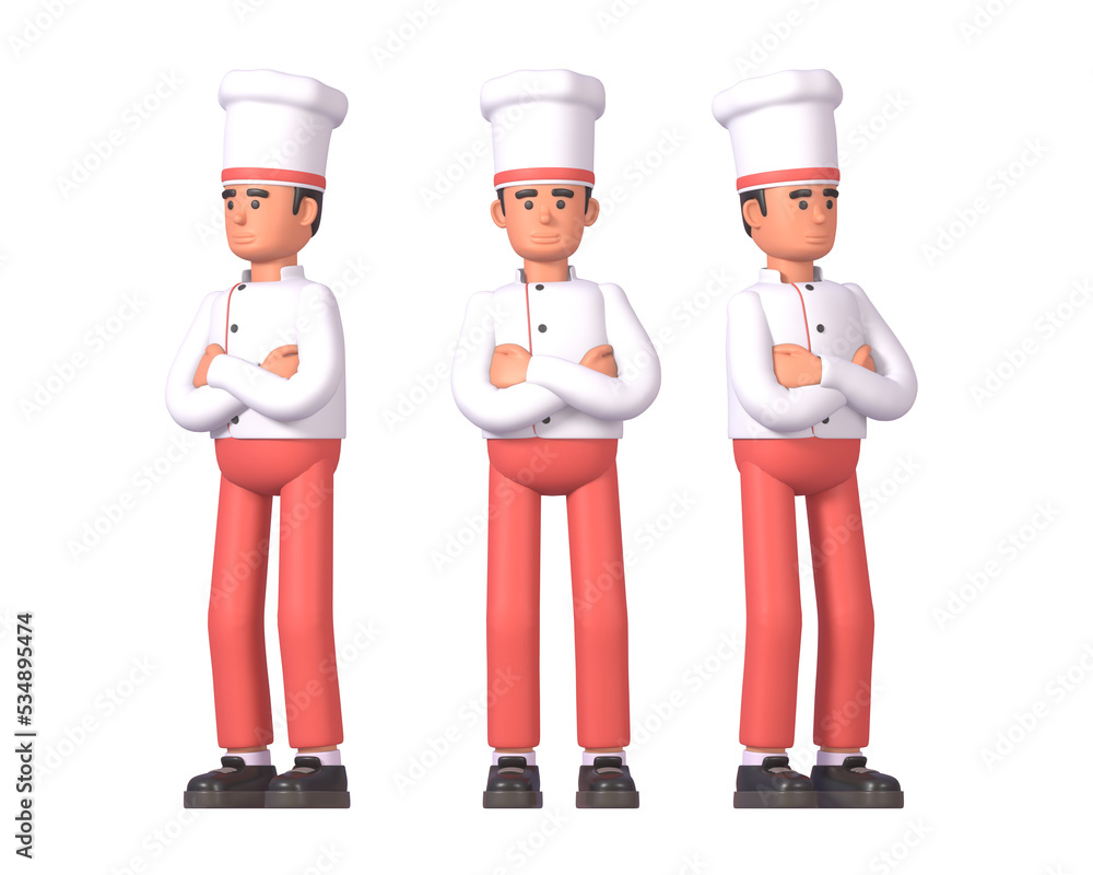 3d render of confident cook in white uniform 3d render of confident cook in white uniform