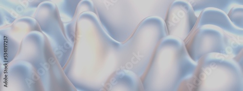 White rippled fabric background 3d render illustration