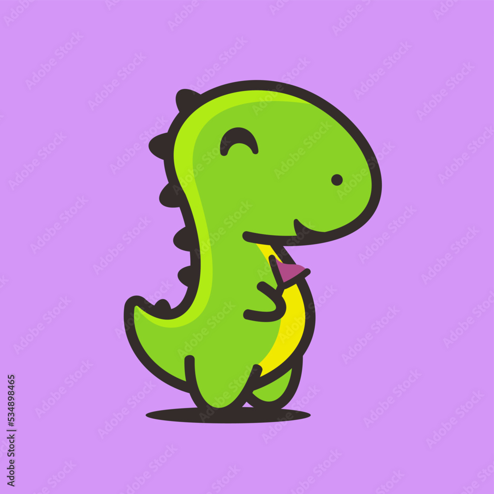 Obraz premium Cute dinosaur holding wine cartoon character mascot, flat design style