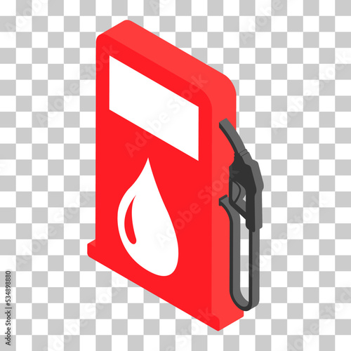 Gas station 3D icon, nozzle isolated vector, pump gasoline design, oil power energy symbol