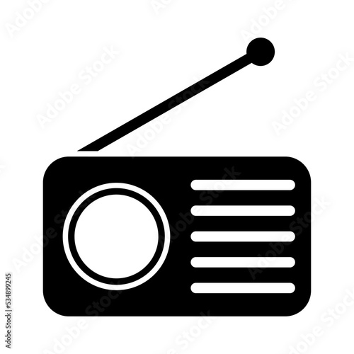 Retro radio station icon, flat isolated music sound media button, web vector illustration