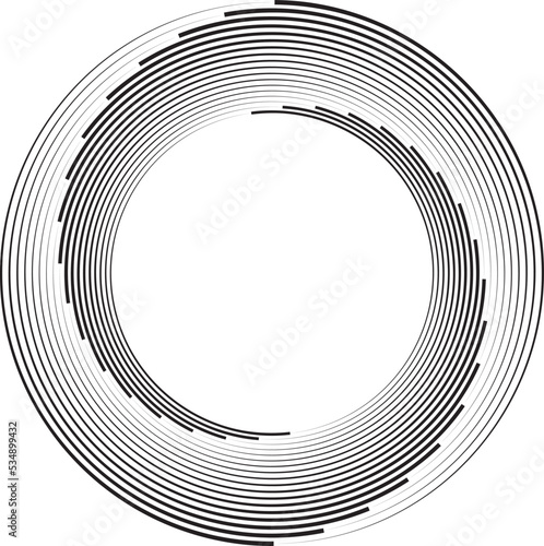  Dotted, dots, speckles abstract concentric circle. Spiral, swirl, twirl element.Vector speed lines . Geometric art. Design element for border frame