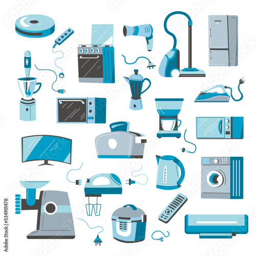 Home appliances for kitchen and bathroom vector