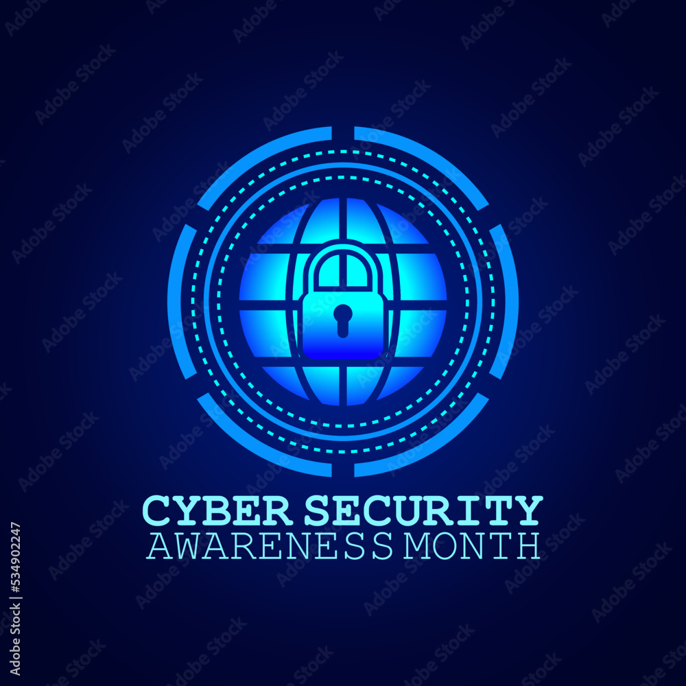 vector graphic of cyber security awareness month good for cyber