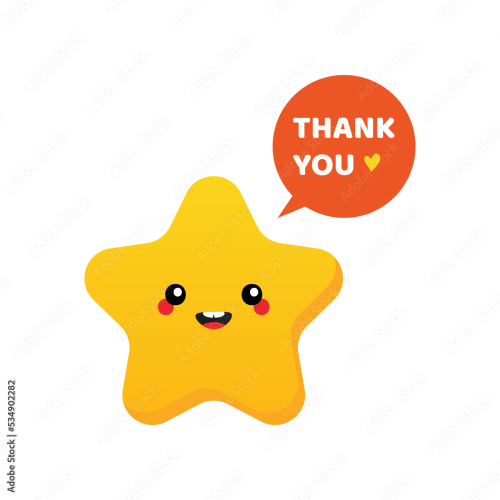 Cute cartoon style golden star character saying thank you, showing appreciation. Cute cartoon style golden star character saying thank you, showing appreciation.