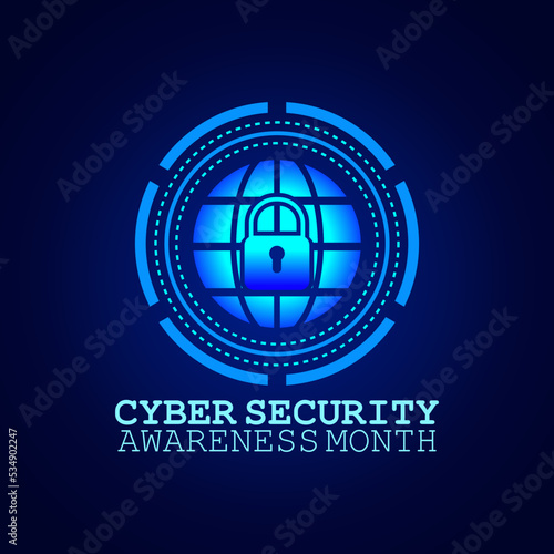 vector graphic of cyber security awareness month good for cyber security awareness month celebration. flat design. flyer design.flat illustration.
