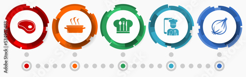 Restaurant concept vector icon set, flat design web buttons, food infographic template