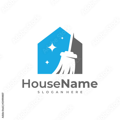Clean House logo designs concept. Cleaning Service logo vector template.