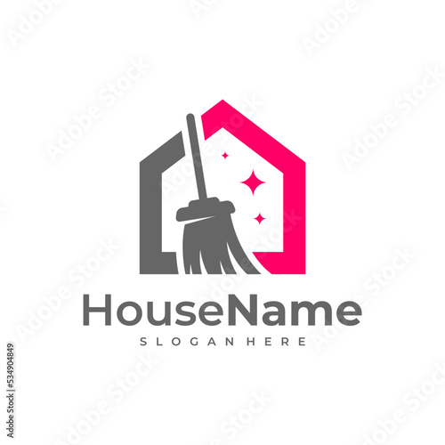 Clean House logo designs concept. Cleaning Service logo vector template.