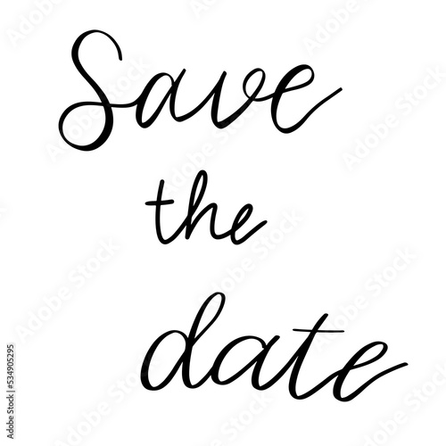 Black handwritten inscription save the date