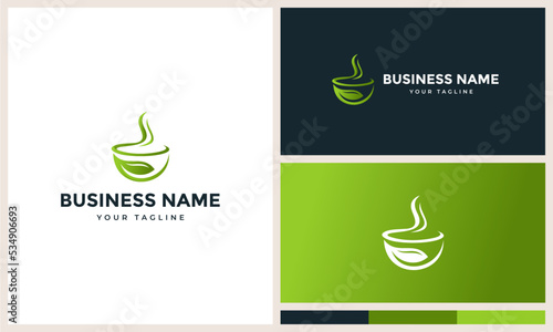 bowl and leaf healthy food logo