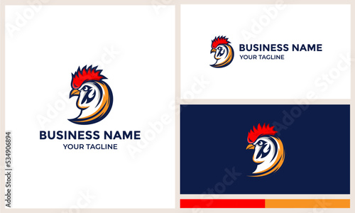 Head rooster illustration logo design