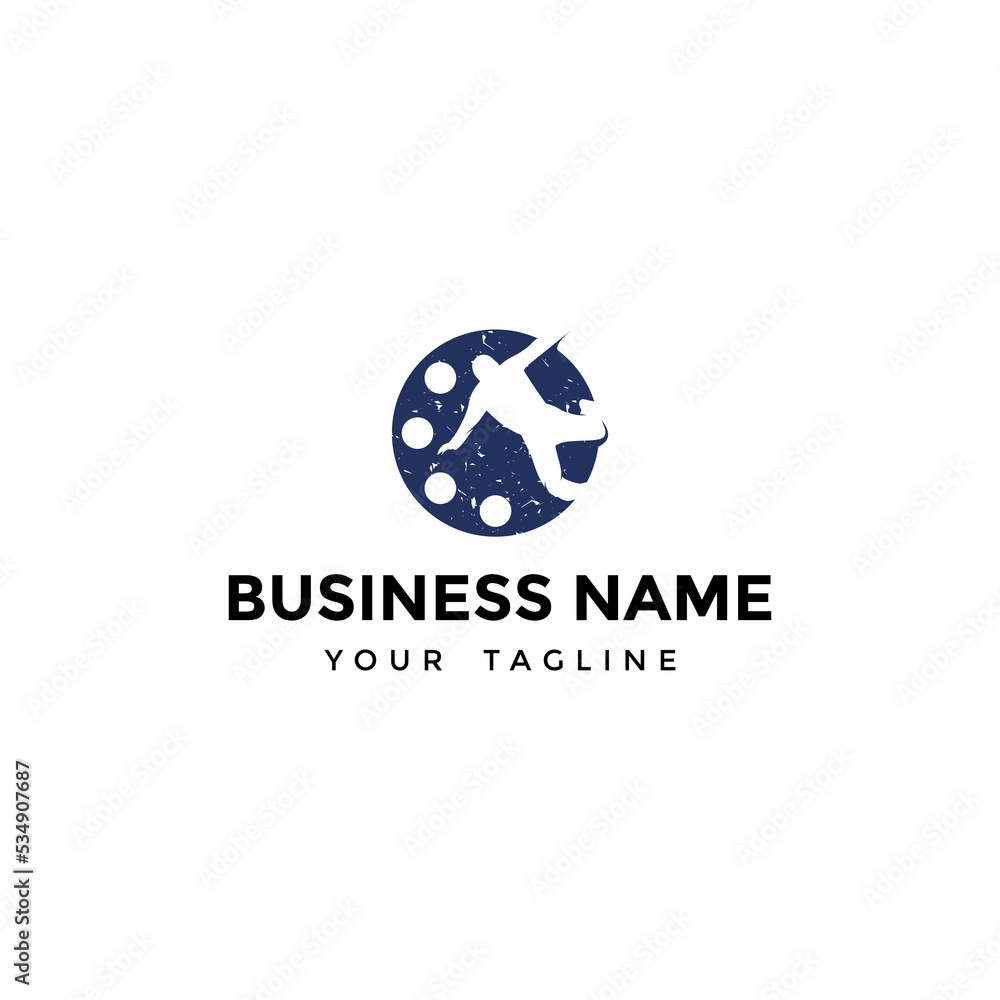 roll film logo with stuntman silhouette roll film logo with stuntman silhouette