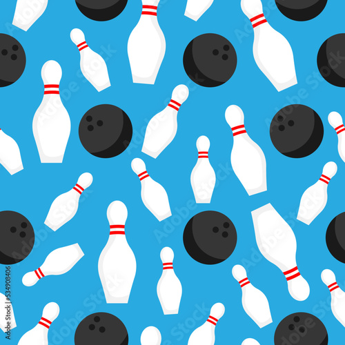 Sport bowling ball and bowling pins isolated on white background vector icon set. Cartoon doodle fun play game equipment.