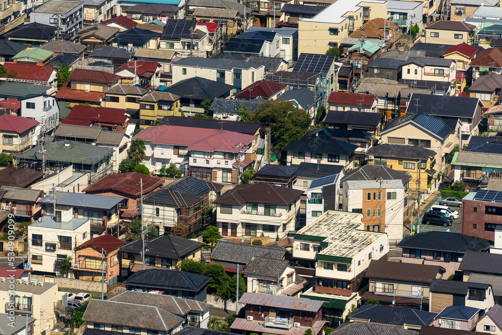 Greater Tokyo are dense buildings and houses at daytime.