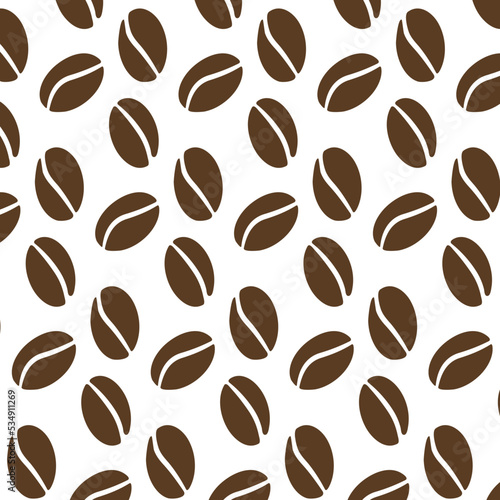 Coffee bean pattern, print silhouette seamless for cafe or coffee house