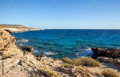 Rocky beach on the coast of Cyprus
