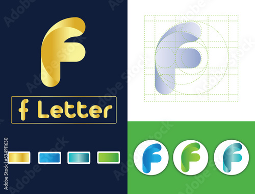 small f letter golden ratio logo photo