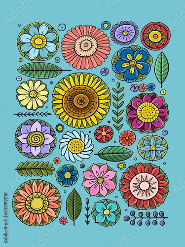 Fairy floral mandala background. Magic garden art. Frame for your design