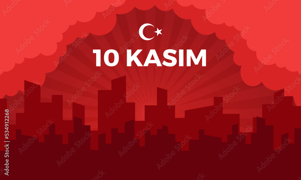 10 kasim ataturk memorial turkish day in dark red background