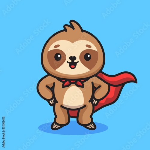 Cute sloth superhero illustration
