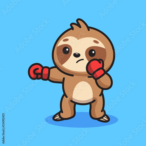 Cute sloth boxing illustration