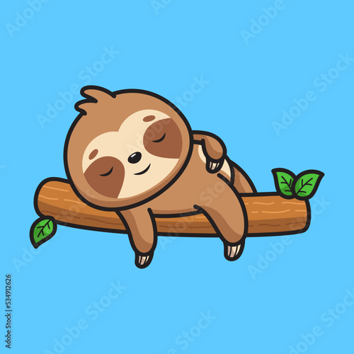 Cute sloth sleeping illustration
