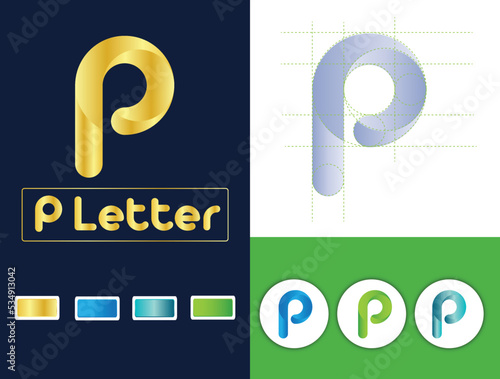 small p letter golden ratio logo