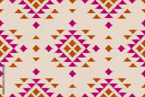 Ethnic ikat seamless pattern in tribal. Aztec geometric ethnic ornament print. Ikat pattern style. Design for background, wallpaper, illustration, fabric, clothing, carpet, textile, batik, embroidery.