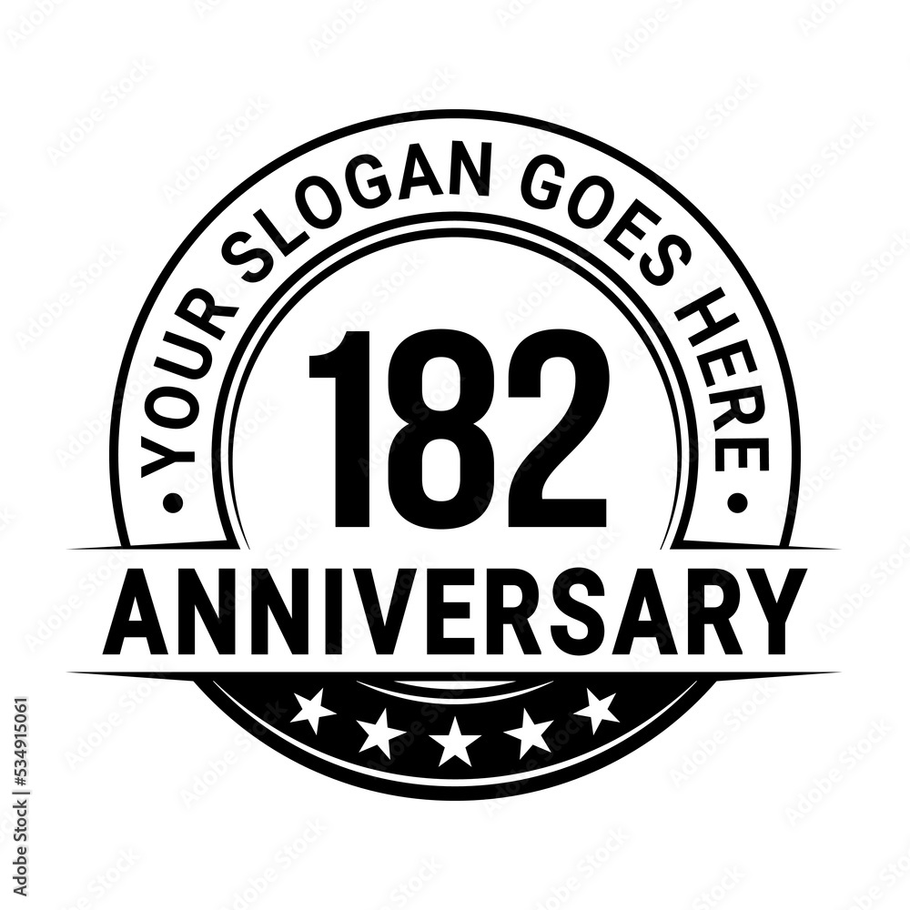 182 years anniversary logo design template. Vector illustration